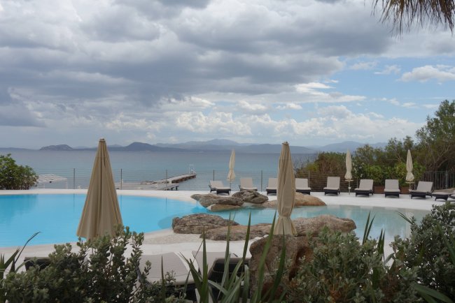 Meerblick von Sonnenterrasse - Hotel Gabbiano Azzurro - Golfo Aranci Meerblick von Sonnenterrasse