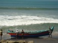 Boot am Strand von Varkala bei Trivandrum